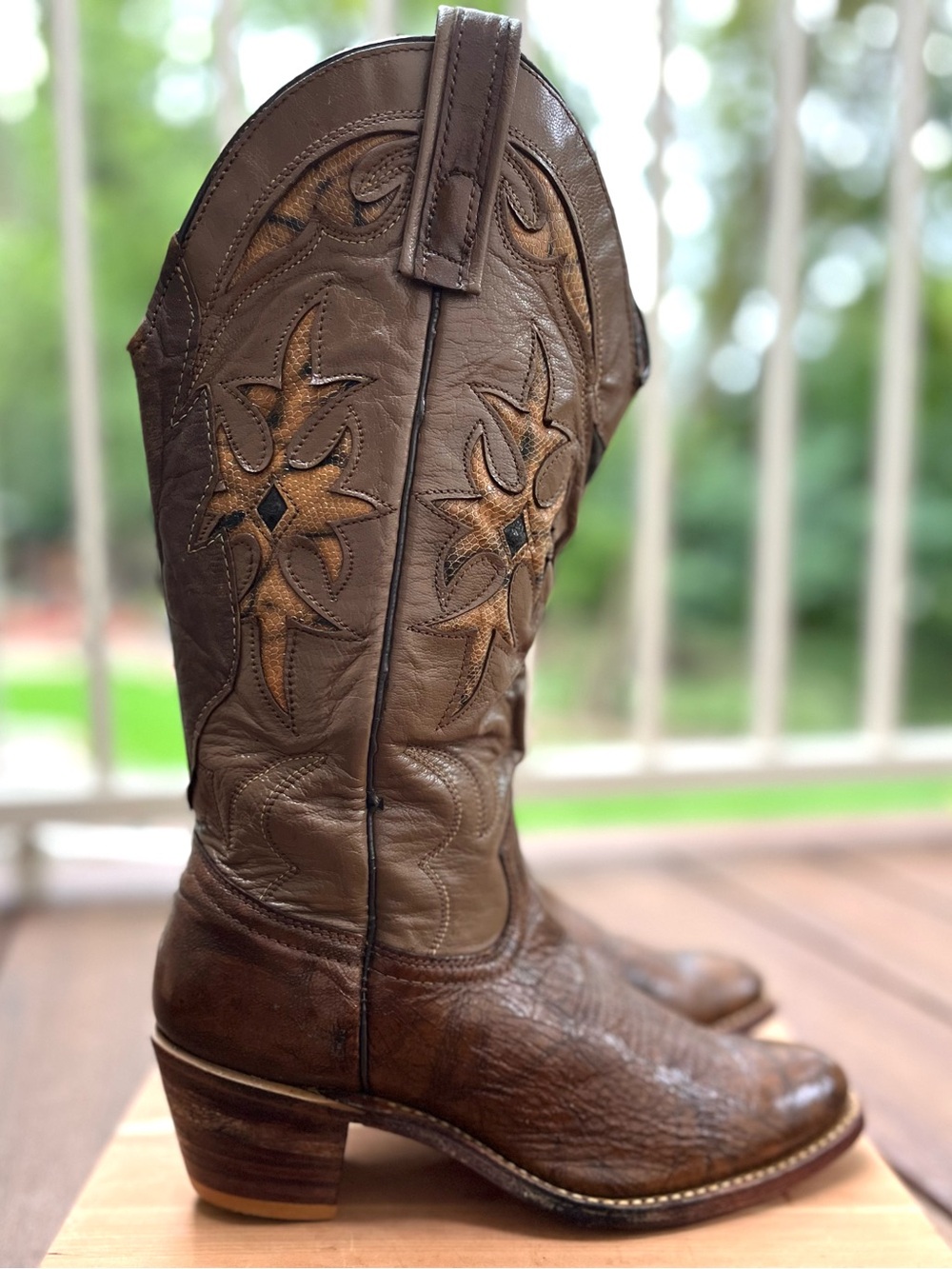 Pristine VINTAGE Miss Capezio Snakeskin Inlay Cowboy Boots Women’s Size 6.5